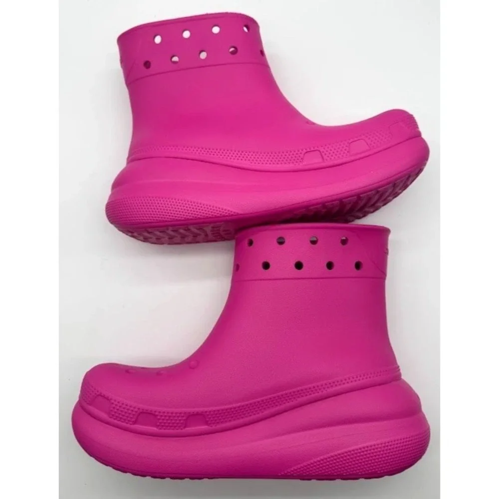 Crocs Crush Rain Boot Pink Women's M7 W9 Waterproof Ankle Boots Rubber C21